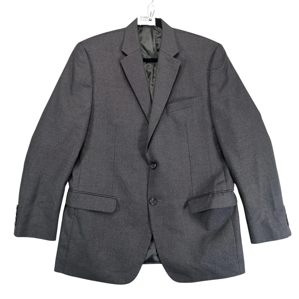 Chaps Gray Suit Jacket Mens 42R Two Button Single Vent Classic Business Refined